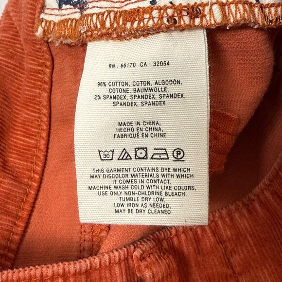 Pilcro & The Letterpress Pant Womens Sz 25 Rust Red Corduroy Fit/Stet Low Skinny - Picture 12 of 12